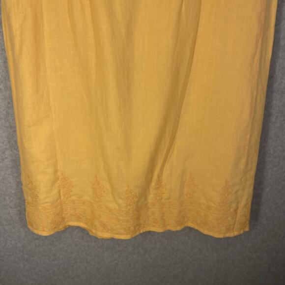🧡 J Jill Womens 10–12 Orange Linen Sleeveless Pintuck Embroidered Dress 🧡 - Picture 8 of 12